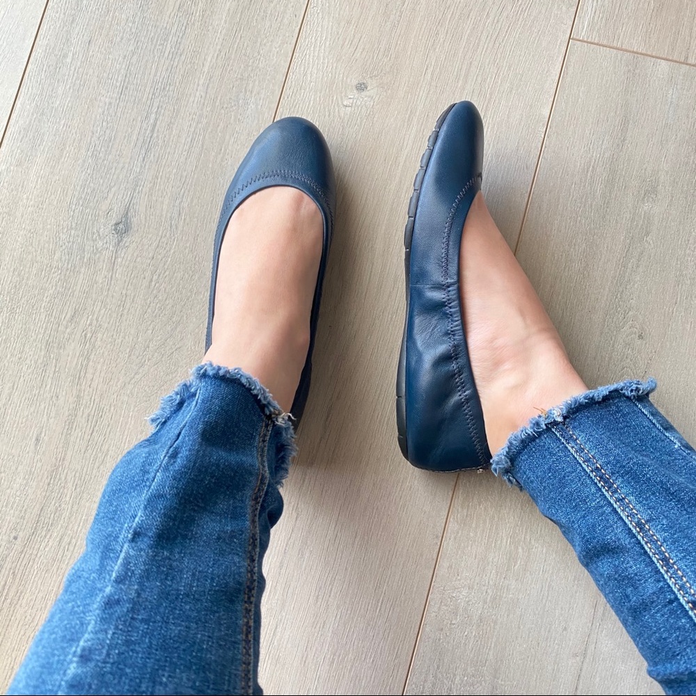 Cole Haan blue ballet flats with elastic